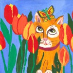 Кот и тюльпаны. Салмаш